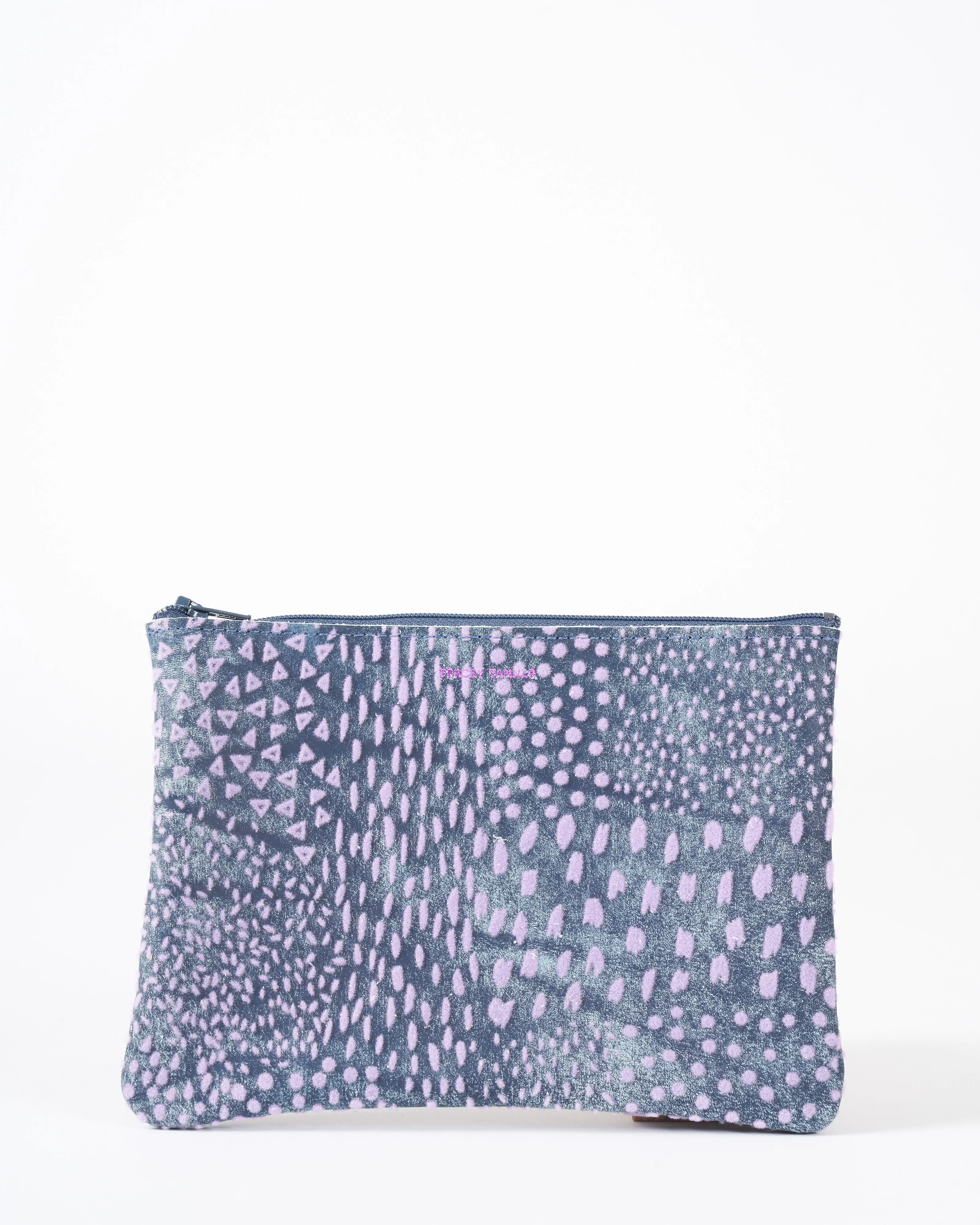 medium zip pouch - flock denim