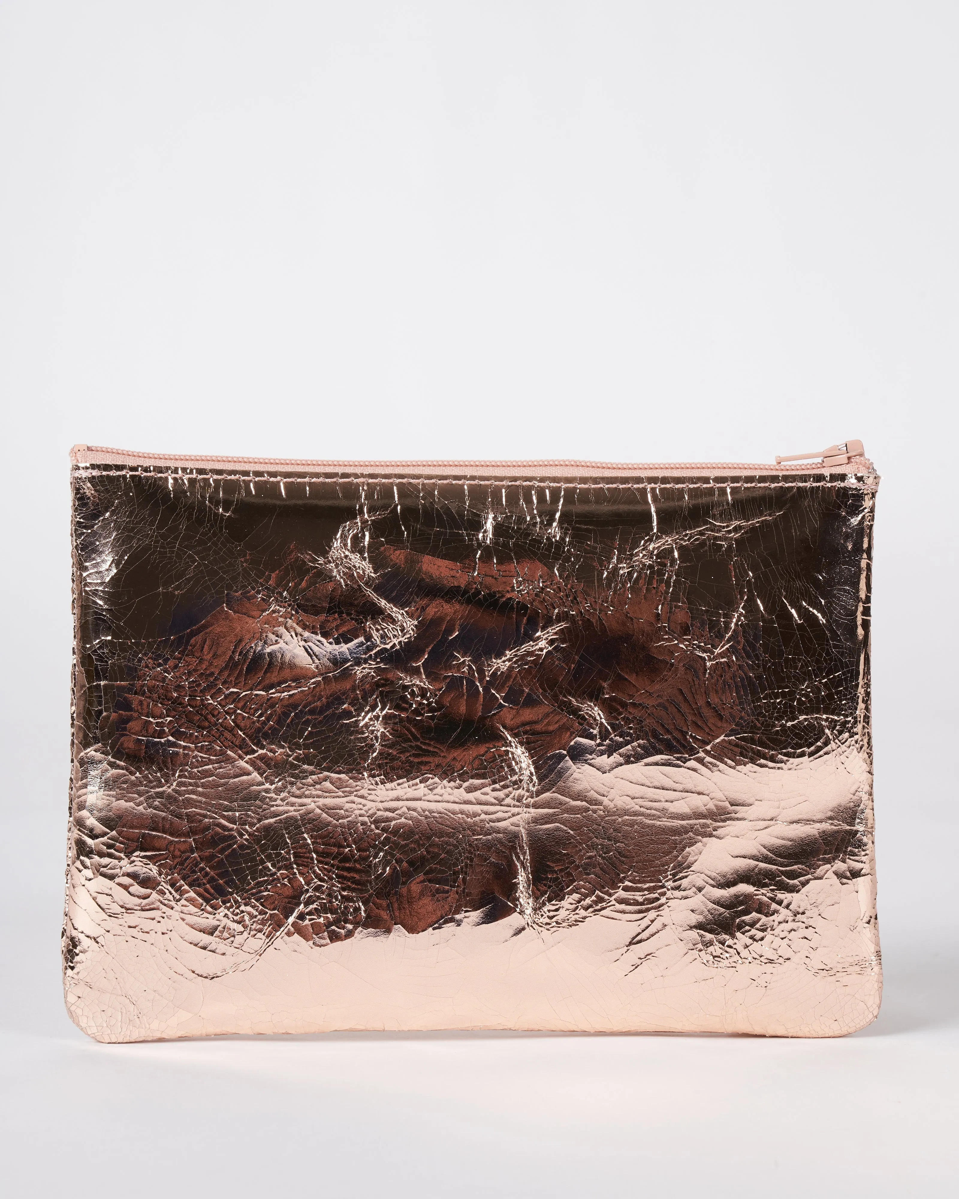 medium zip pouch - foil rose gold