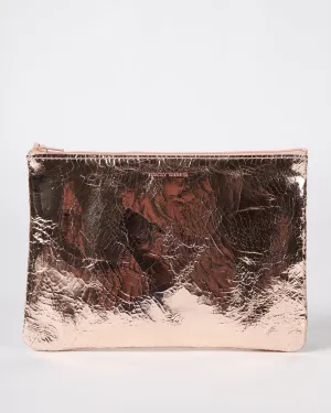 medium zip pouch - foil rose gold