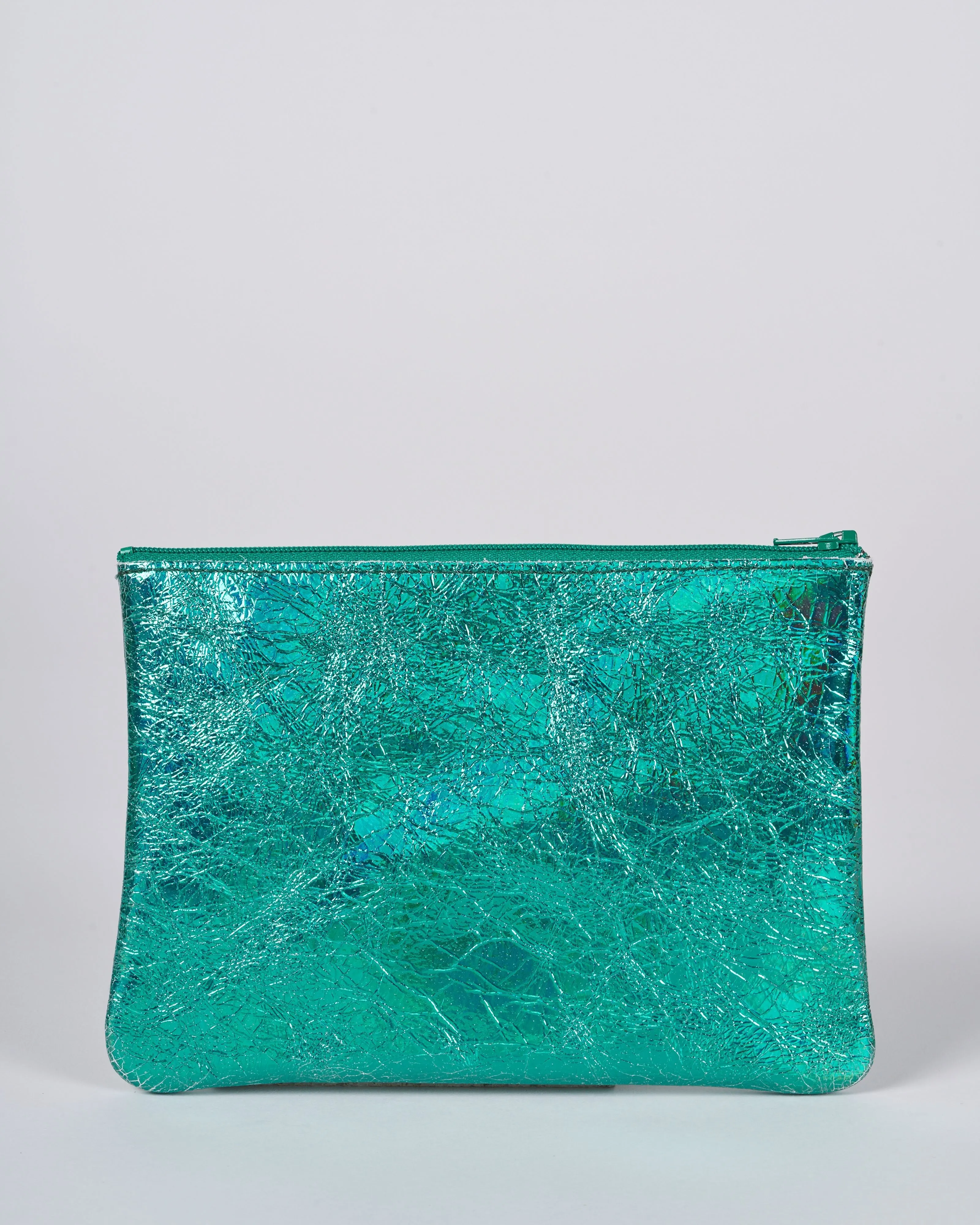 medium zip pouch - hologram jade