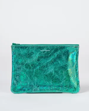 medium zip pouch - hologram jade