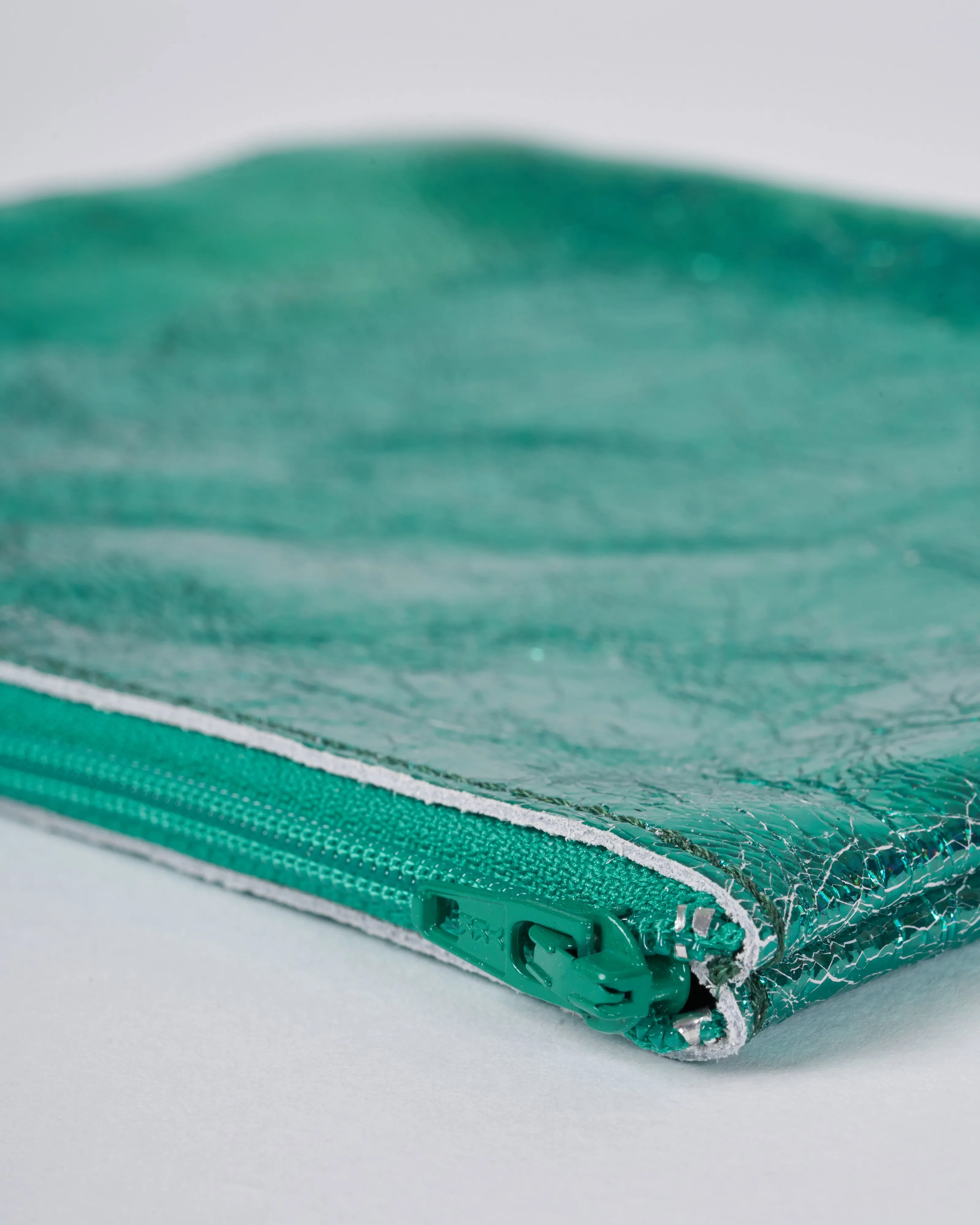 medium zip pouch - hologram jade