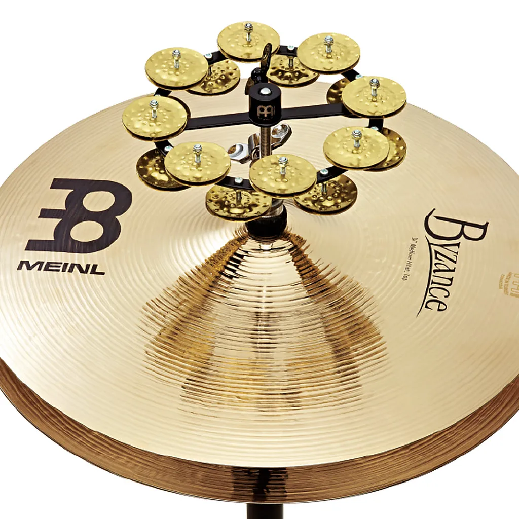MEINL Percussion HTHH2B-BK Headliner Series Hihat Tambourines, 2 Row, Hammered Brass Jingles