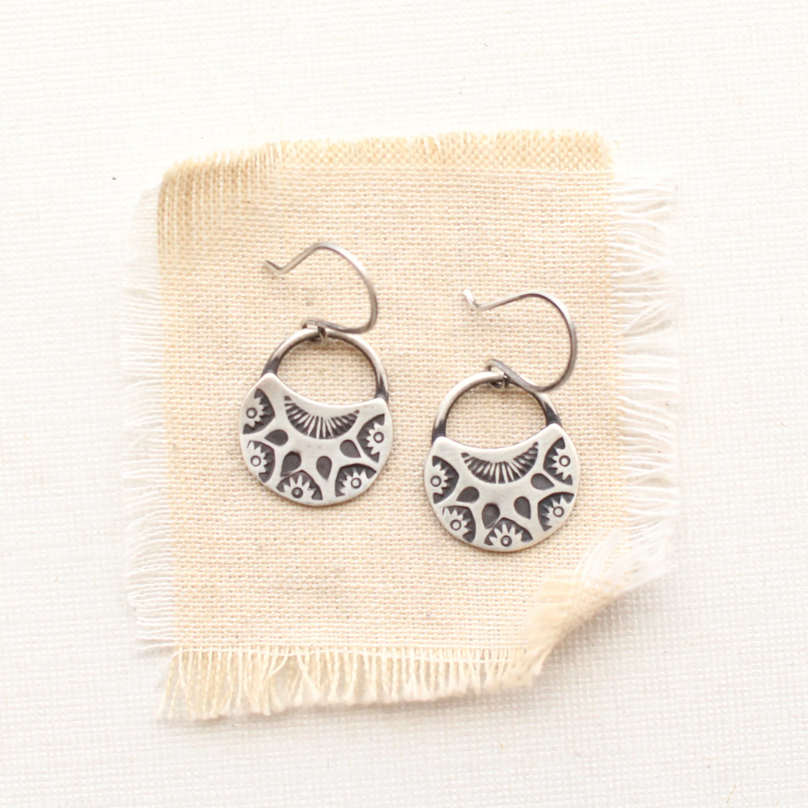 Midnight Bloom Silver Earrings