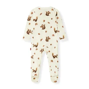 Milkbarn Luxe Stretch Zipper Footed Romper Chipmunk