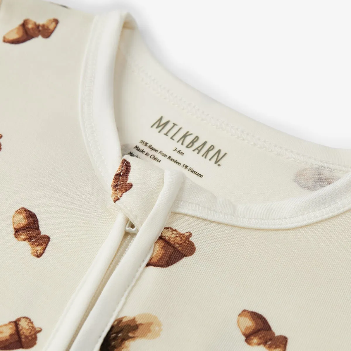 Milkbarn Luxe Stretch Zipper Footed Romper Chipmunk