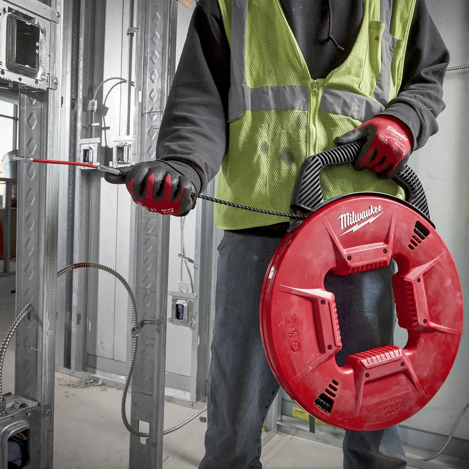 Milwaukee Fish Tape Polyester Non-Conductive 30m Cable Management Draw Wire Pulling Electrician