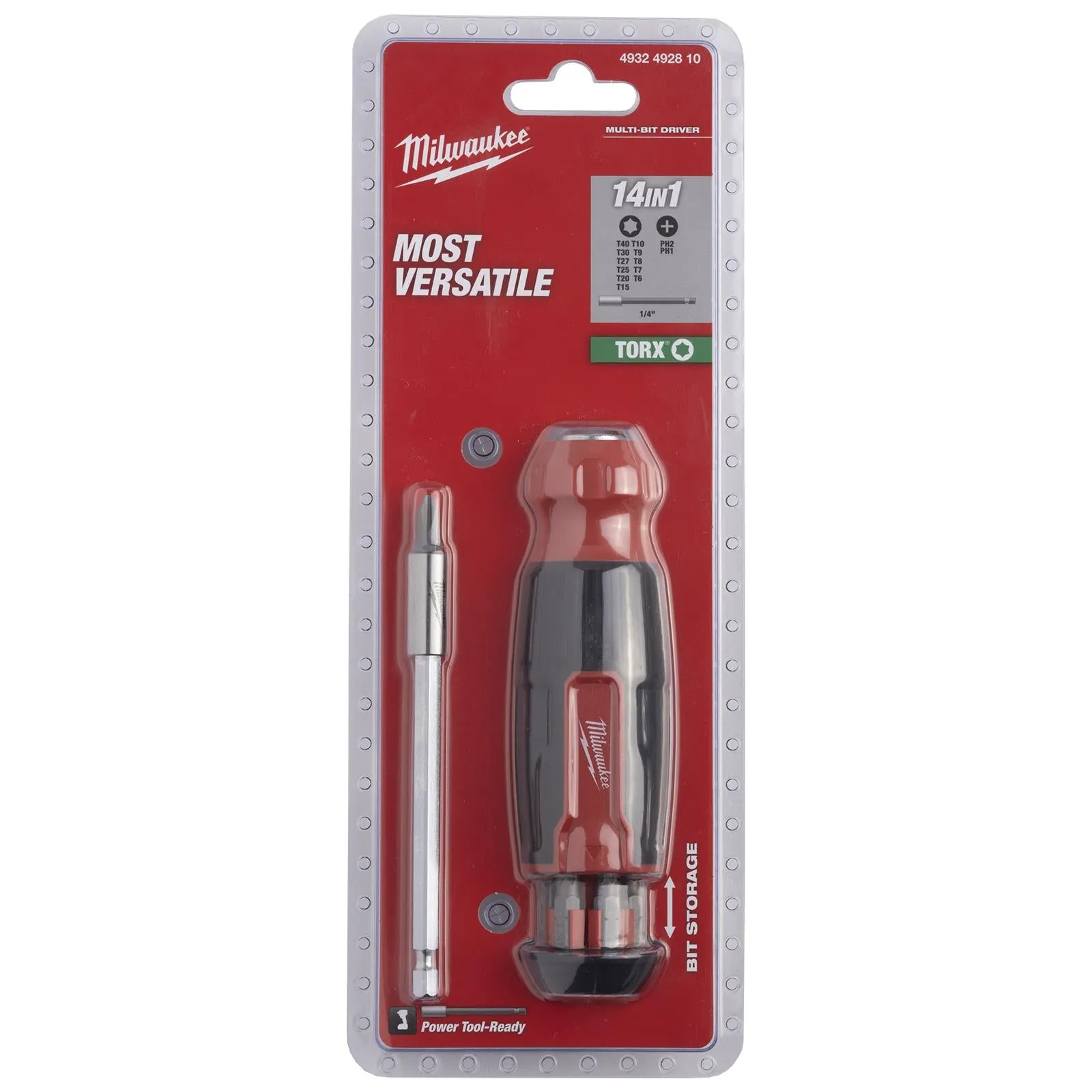 Milwaukee Multi Bit Screwdriver Set 14 in 1 Torx T6-T40 Phillips
