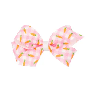 Mini Carrot Grosgrain Hair Bow on Clippie