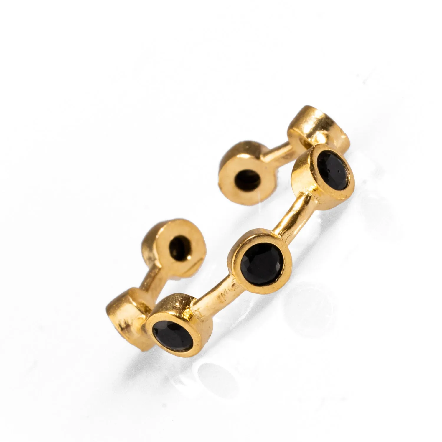 Minimalist Black Onyx Stone & Gold Stackable Ring