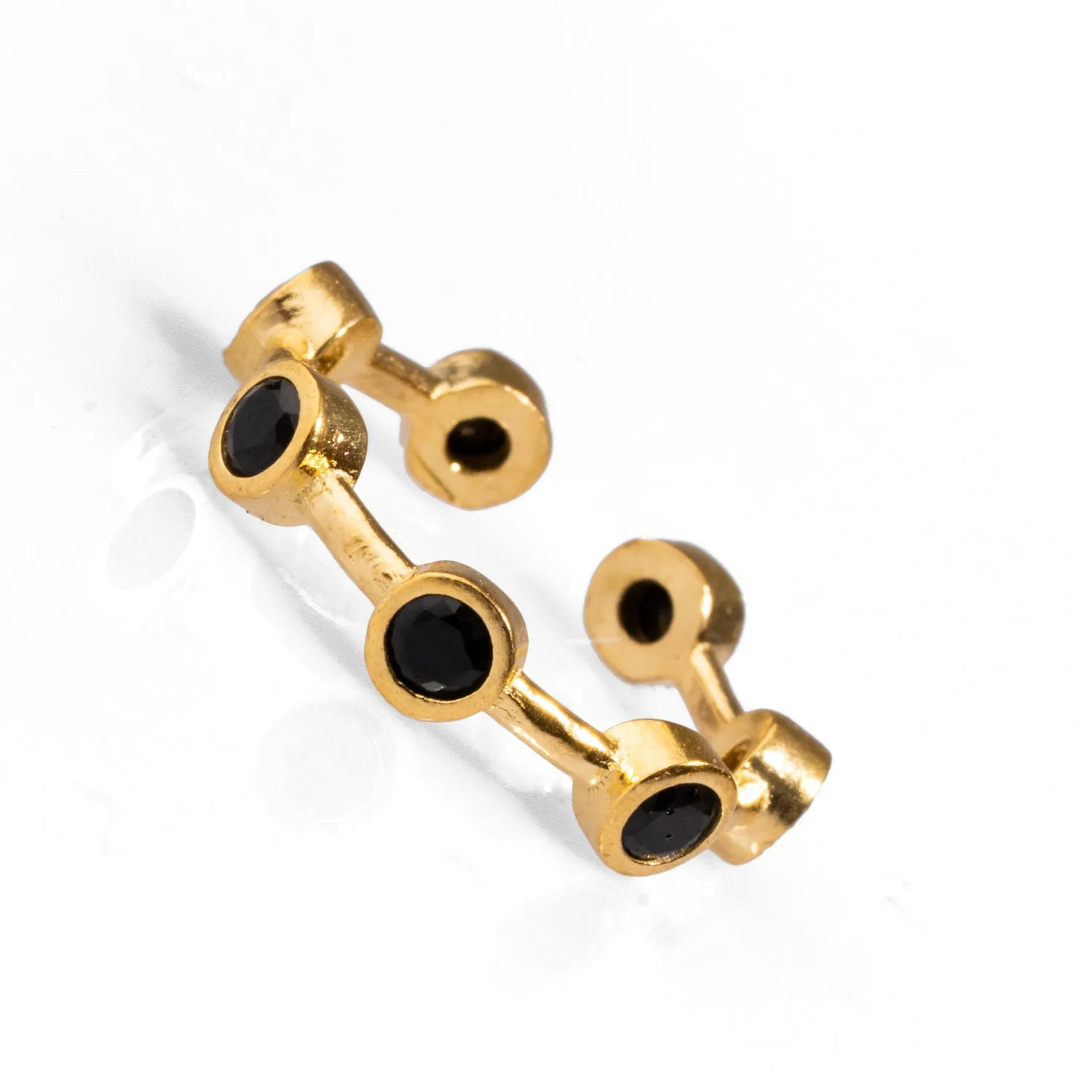 Minimalist Black Onyx Stone & Gold Stackable Ring
