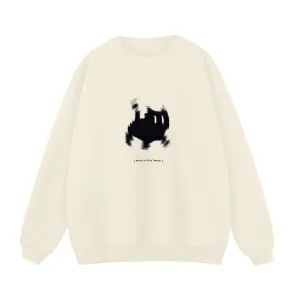 Minimalist Fuzzy Kitten Print Sweatshirt