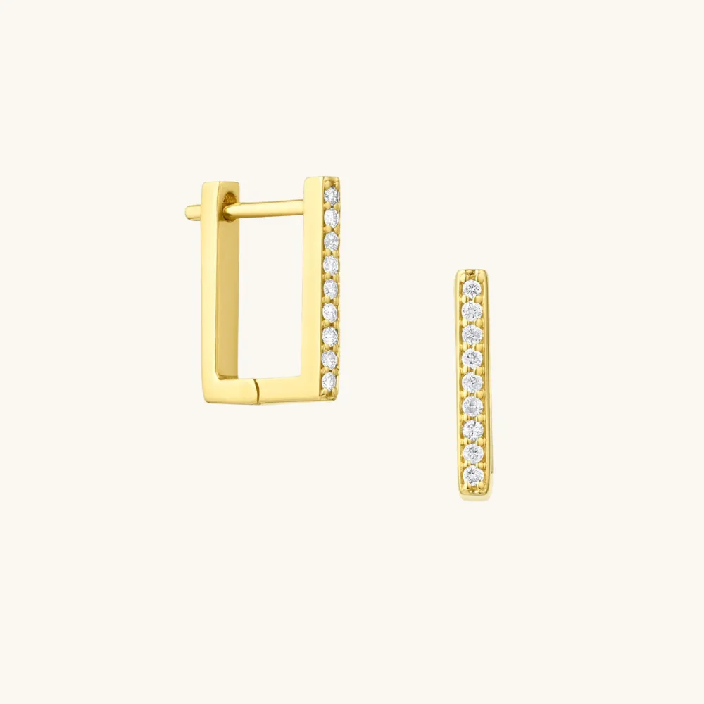 Minimalist Studded Rectangle Earrings
