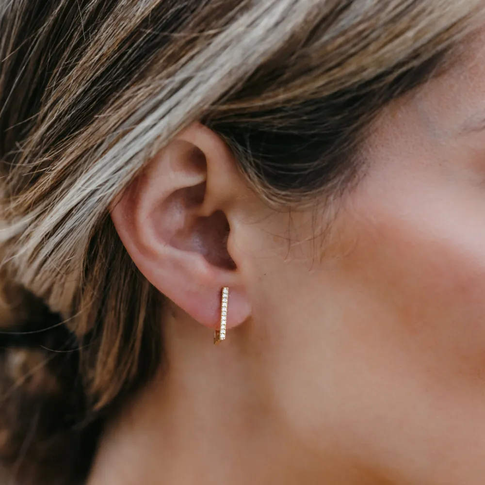 Minimalist Studded Rectangle Earrings