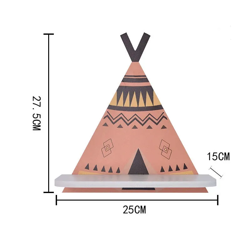 Minimalist Style Geometric Wooden Teepee Wall Shelf Nursery Bedroom Decor