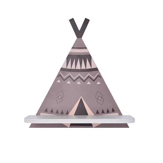 Minimalist Style Geometric Wooden Teepee Wall Shelf Nursery Bedroom Decor
