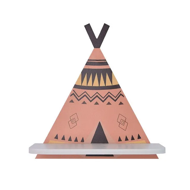 Minimalist Style Geometric Wooden Teepee Wall Shelf Nursery Bedroom Decor