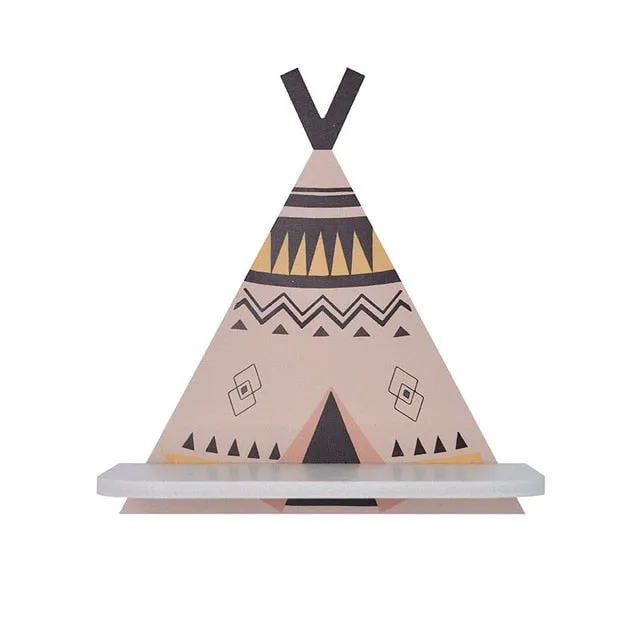 Minimalist Style Geometric Wooden Teepee Wall Shelf Nursery Bedroom Decor