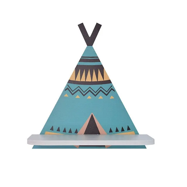 Minimalist Style Geometric Wooden Teepee Wall Shelf Nursery Bedroom Decor