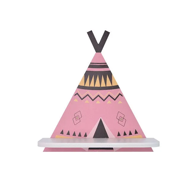 Minimalist Style Geometric Wooden Teepee Wall Shelf Nursery Bedroom Decor