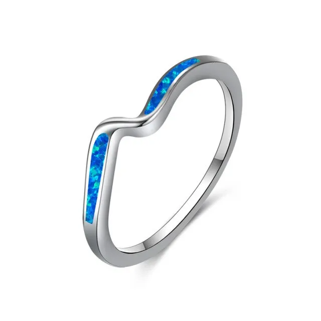 Minimalist Wave  Opal Ring