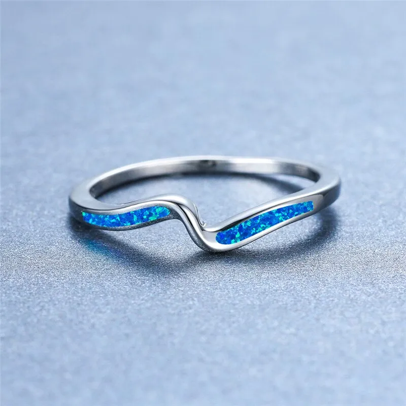Minimalist Wave  Opal Ring