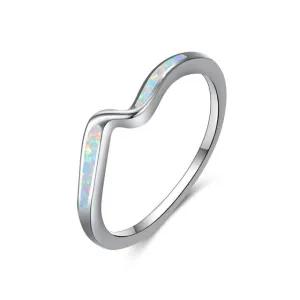 Minimalist Wave  Opal Ring