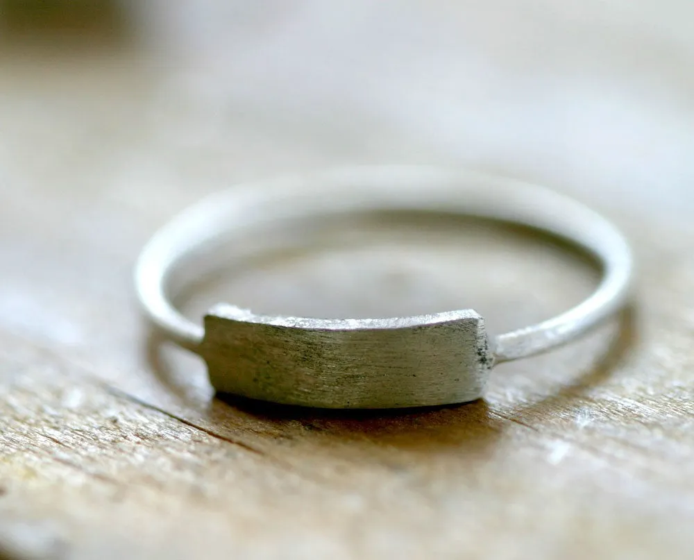 Modern Custom stamped silver name ring (S0185)