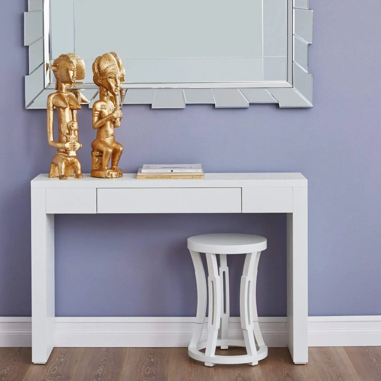 Morgan Grasscloth Console Table / Chiffon White