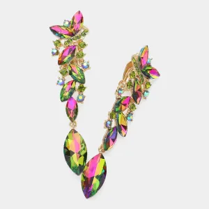 Multi-Color Marquise Crystal Drop Pageant Clip on Earrings  | 479297
