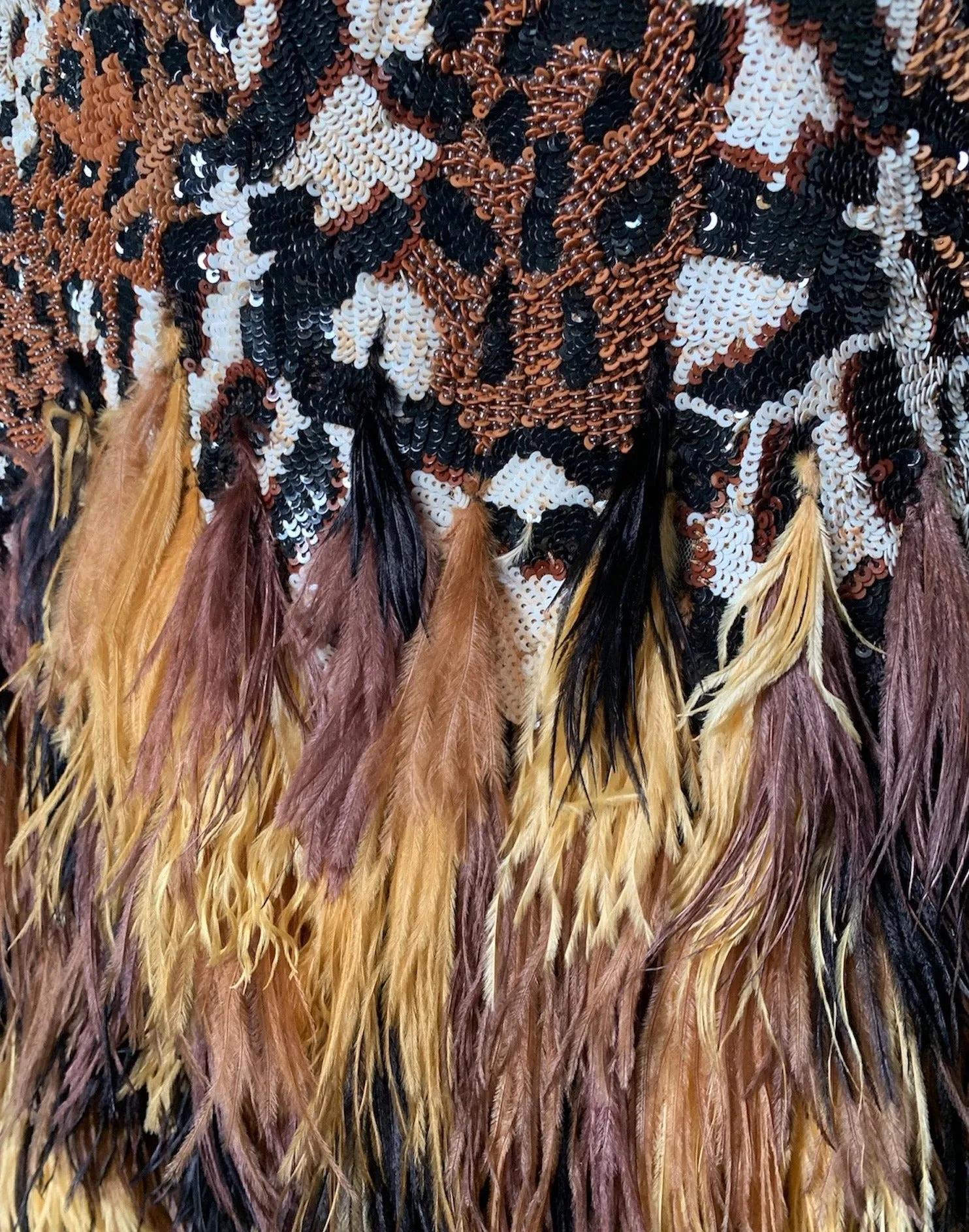 Naeem Khan Attribution Animal Print Sequined and Beaded Dress