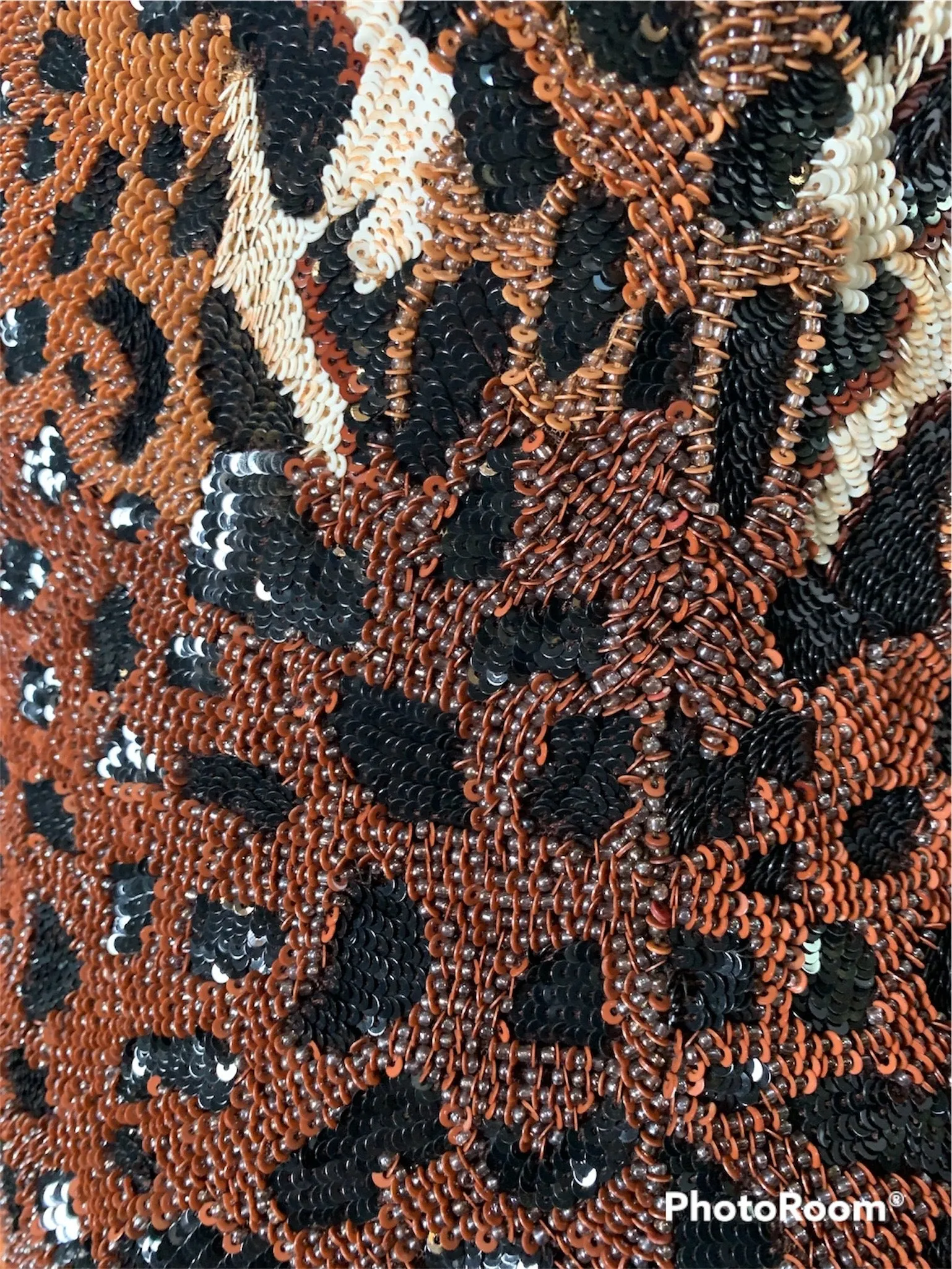 Naeem Khan Attribution Animal Print Sequined and Beaded Dress