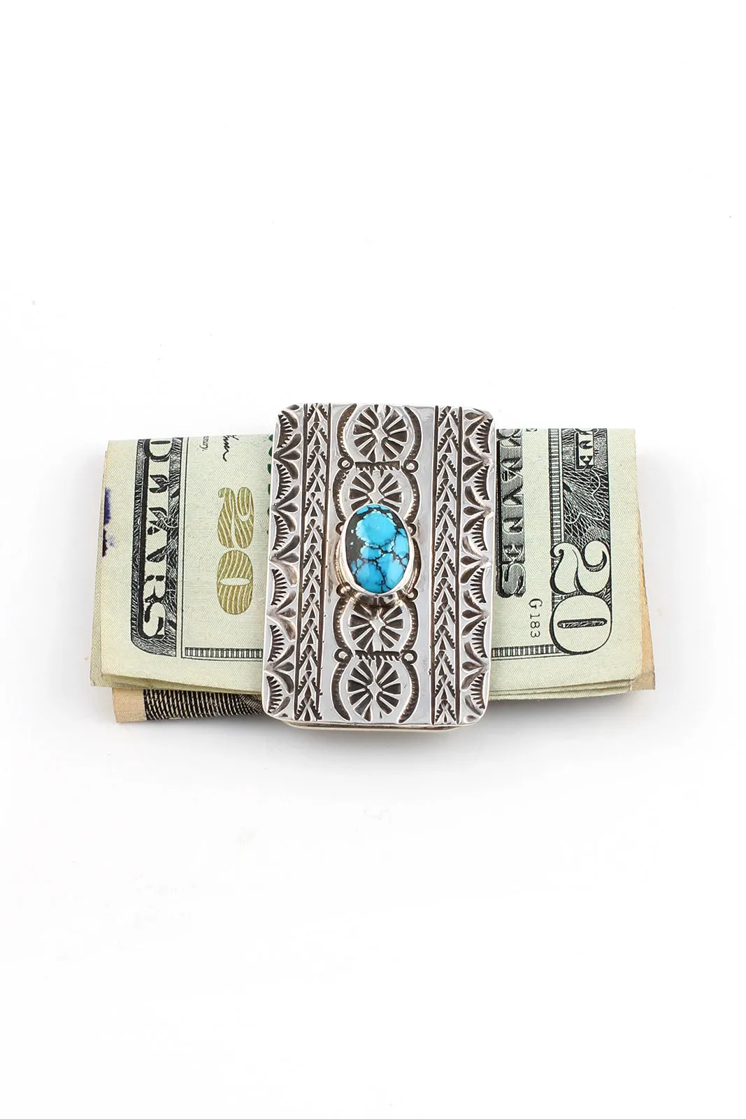 Navajo Sterling Silver Turquoise Money Clip