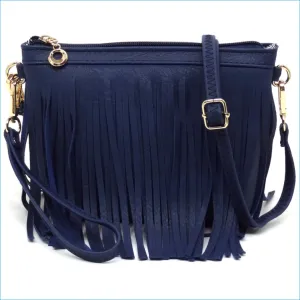 Navy Fringe Crossbody/Wristlet/Clutch