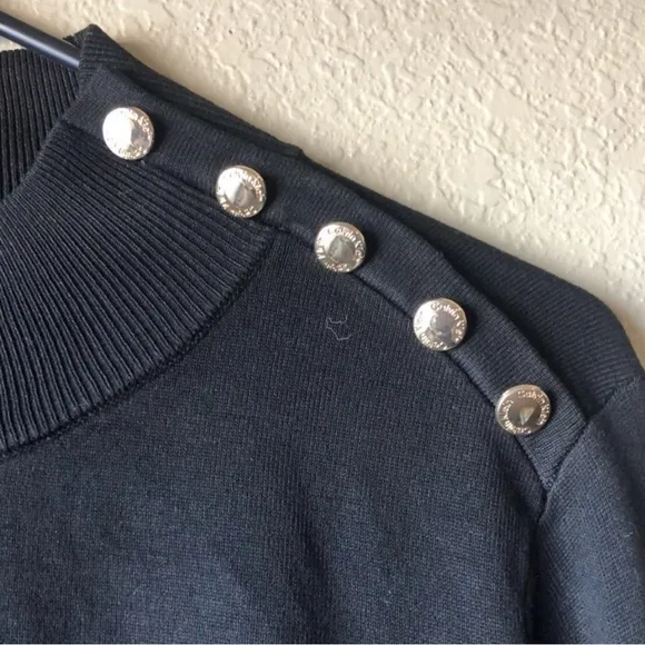 New Calvin Klein Sweater Women’s Large Black Decorative Buttons Casual Sweater