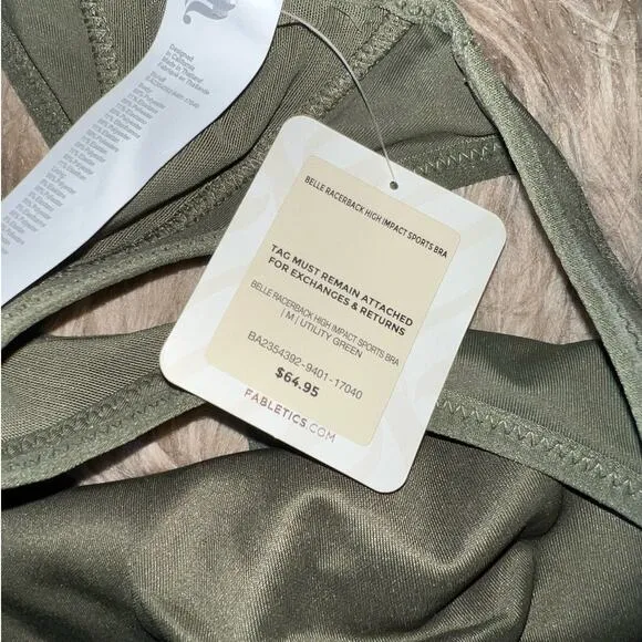 New Fabletics Belle Racerback High Impact Sports Bra Utility Green size M