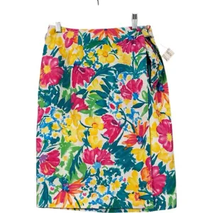 NEW Talbots 100% Silk Tropical Floral Faux Wrap Mini Skirt Womens Size 6 Zipper