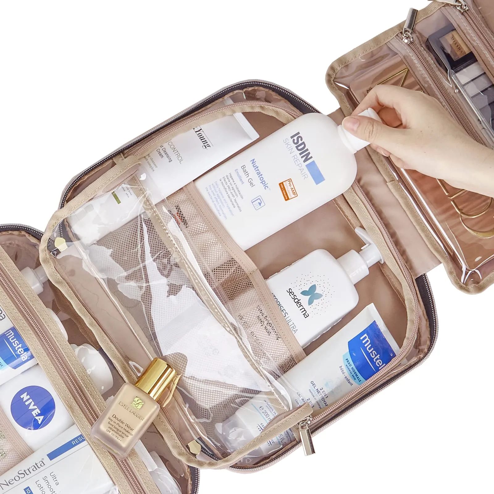 NISHEL Travel Toiletry Bag for women, Portable Hanging Organizer