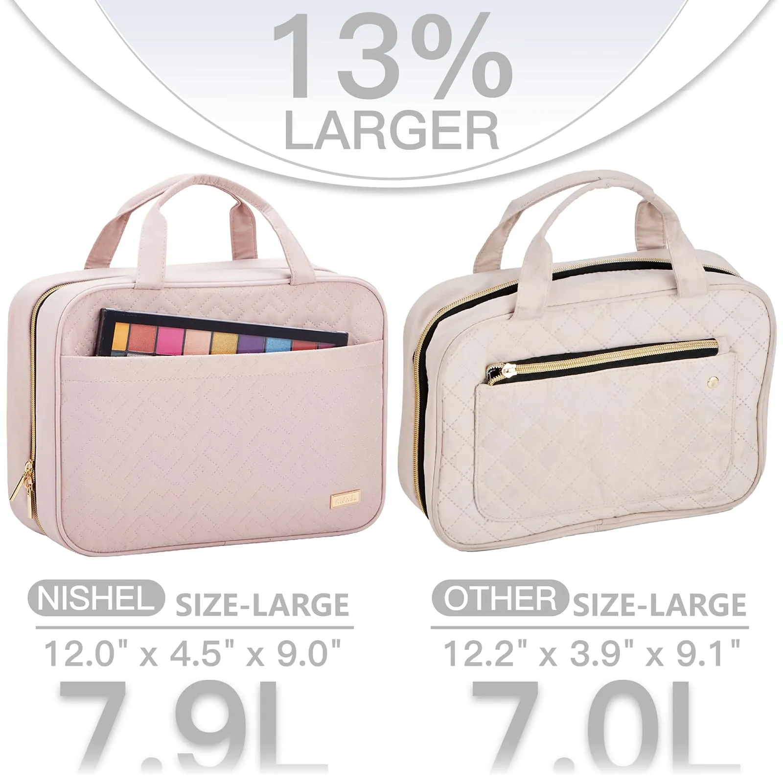 NISHEL Travel Toiletry Bag for women, Portable Hanging Organizer