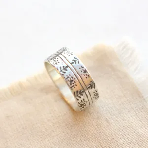Nordic Sweater Stamped Silver Ring