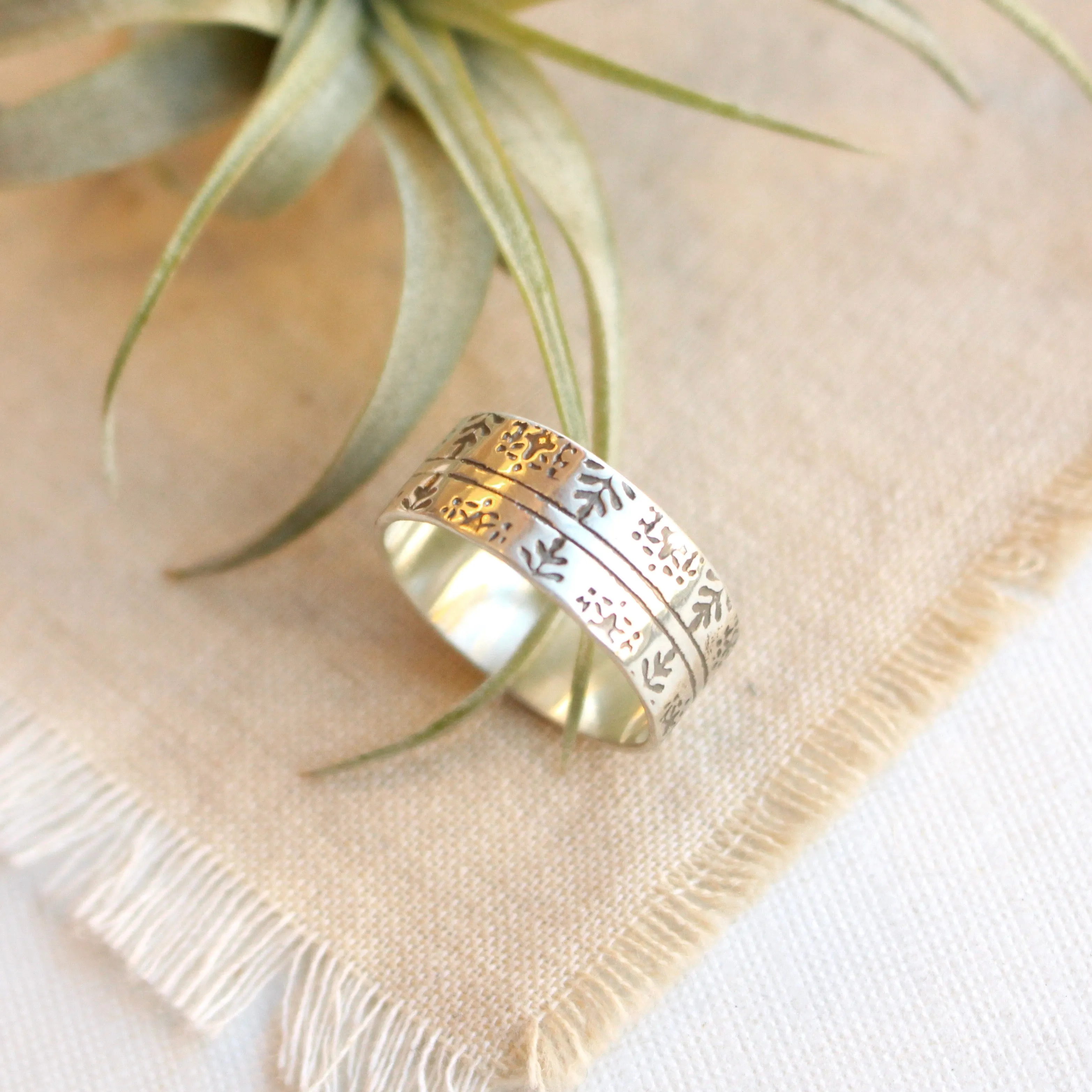 Nordic Sweater Stamped Silver Ring