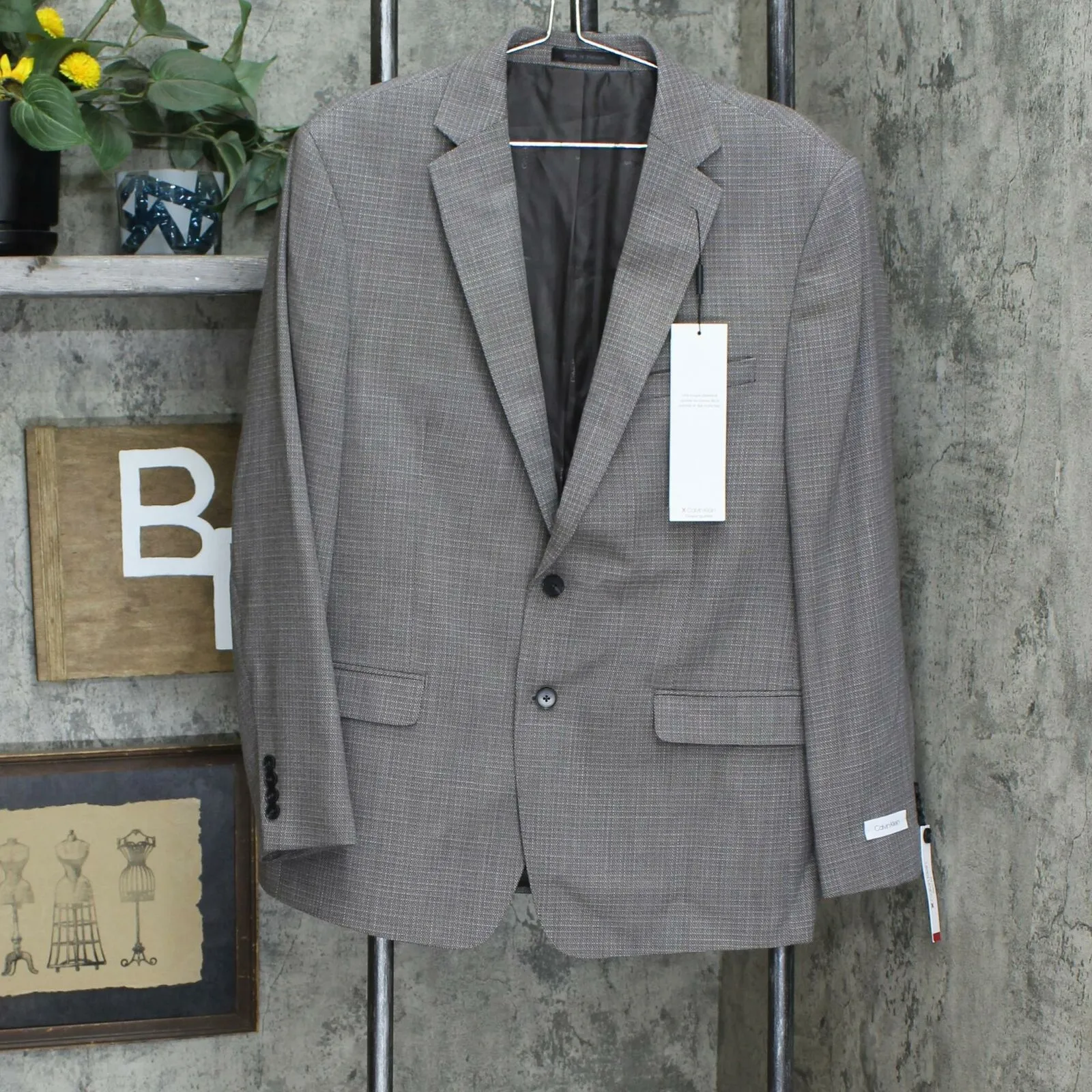 NWT Calvin Klein Mens Slim-Fit Wool Sport Coat. MBYR17CXX192 46 Regular