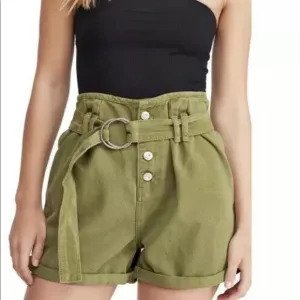 NWT Free People Green Cindy Utility Denim Shorts