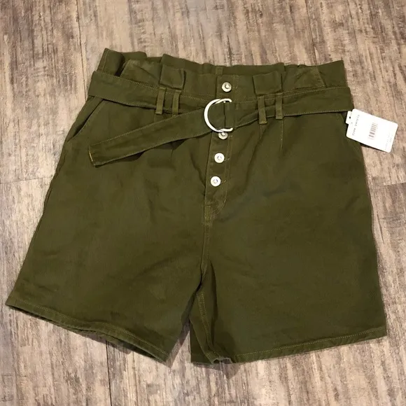 NWT Free People Green Cindy Utility Denim Shorts