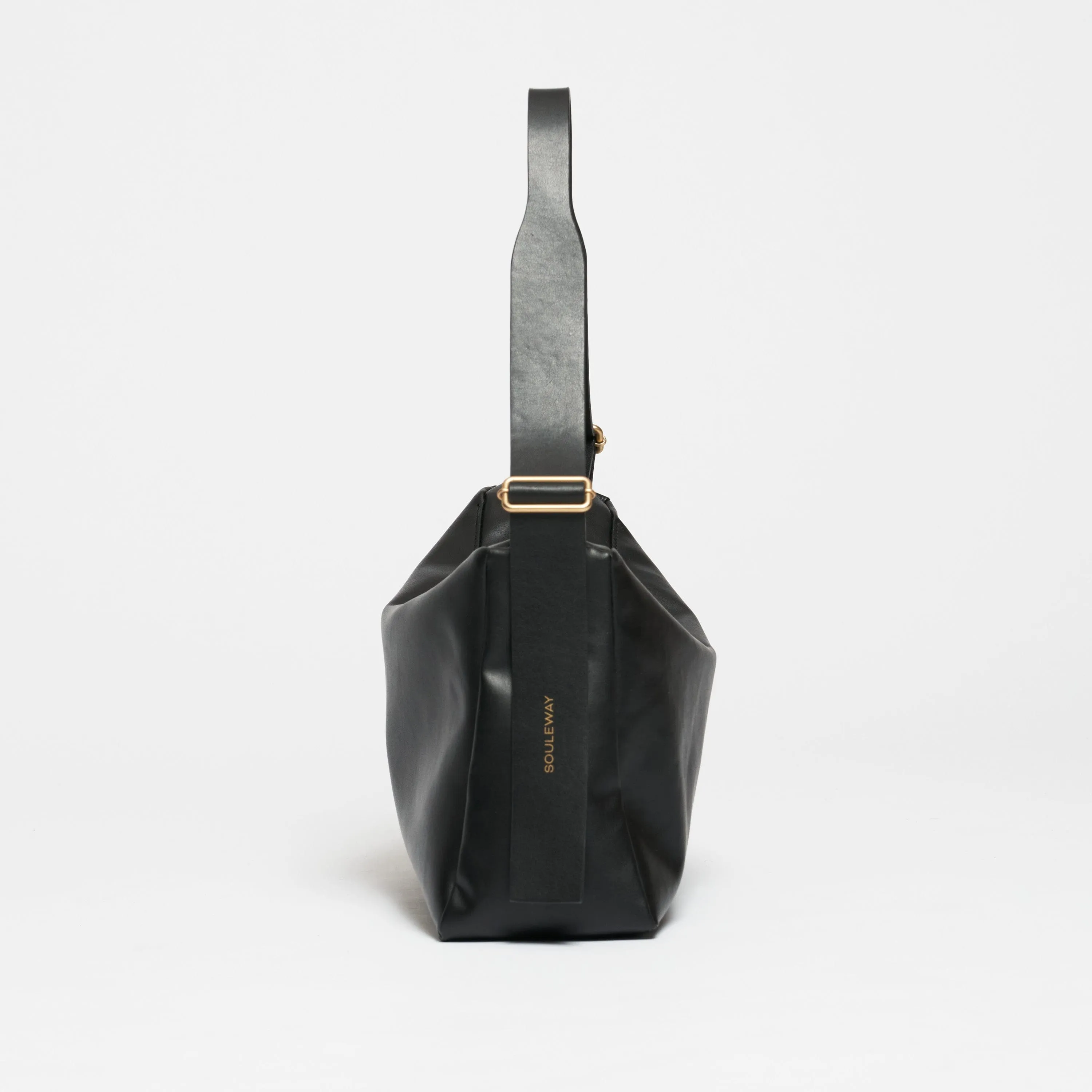 Oleatex Vegan Olive Leather Slouchy Shoulder Bag | Night Black