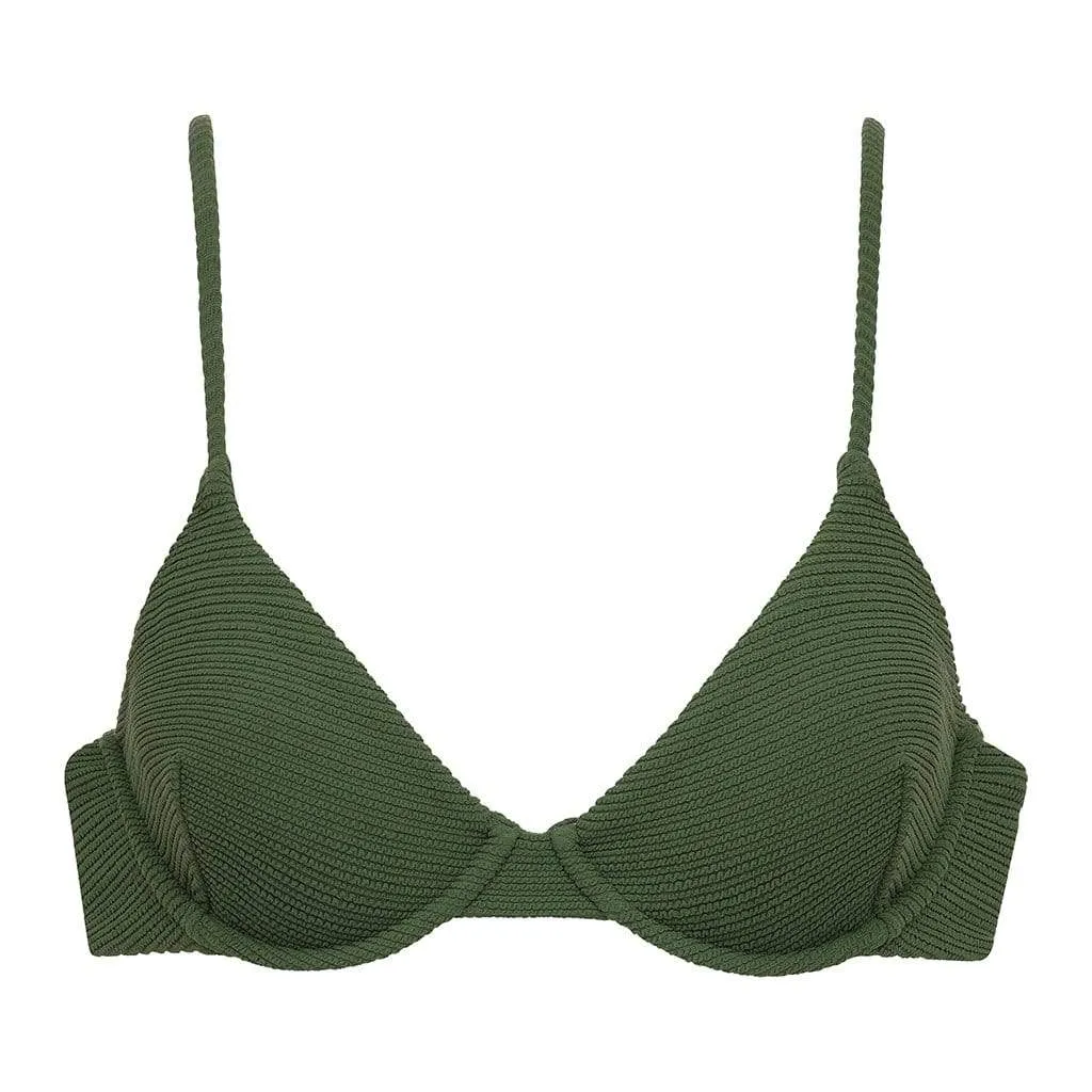 Olive Micro Scrunch Dainty Bikini Top