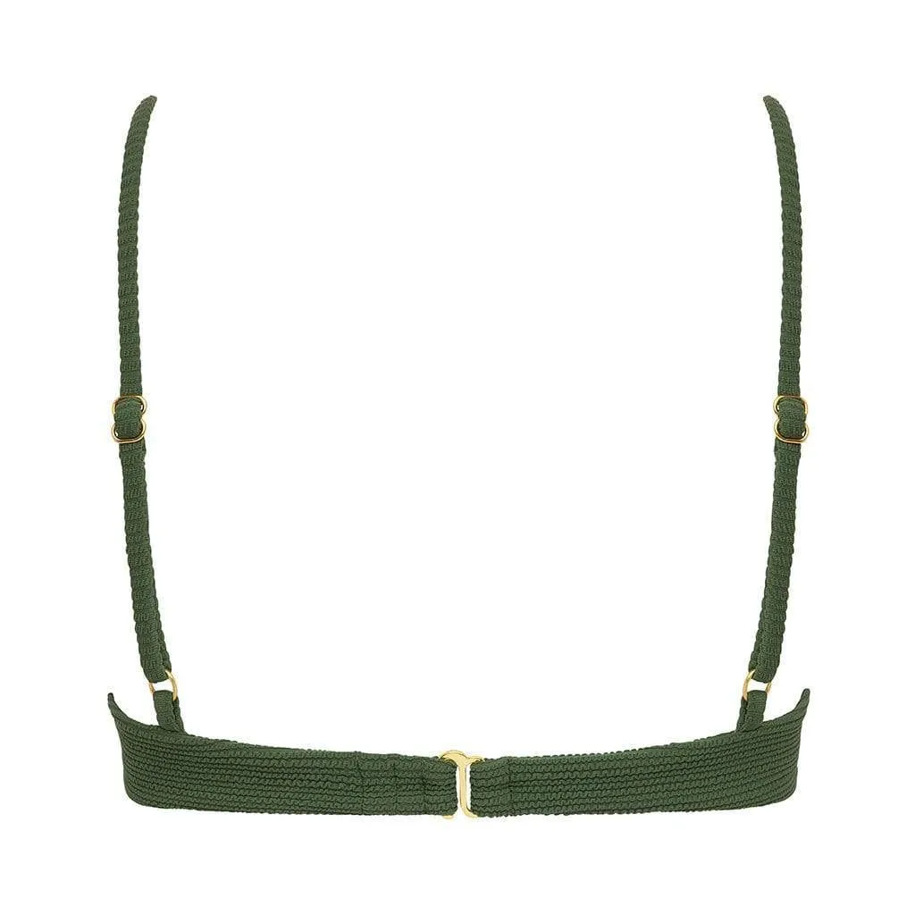 Olive Micro Scrunch Dainty Bikini Top