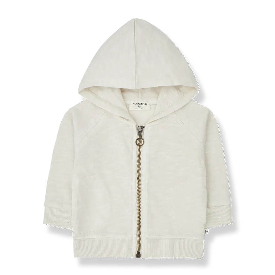 One More In The Family- MANUELE Zip UP HOODIE (ivory )