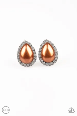 Opulence - Brown Clip-On Earrings