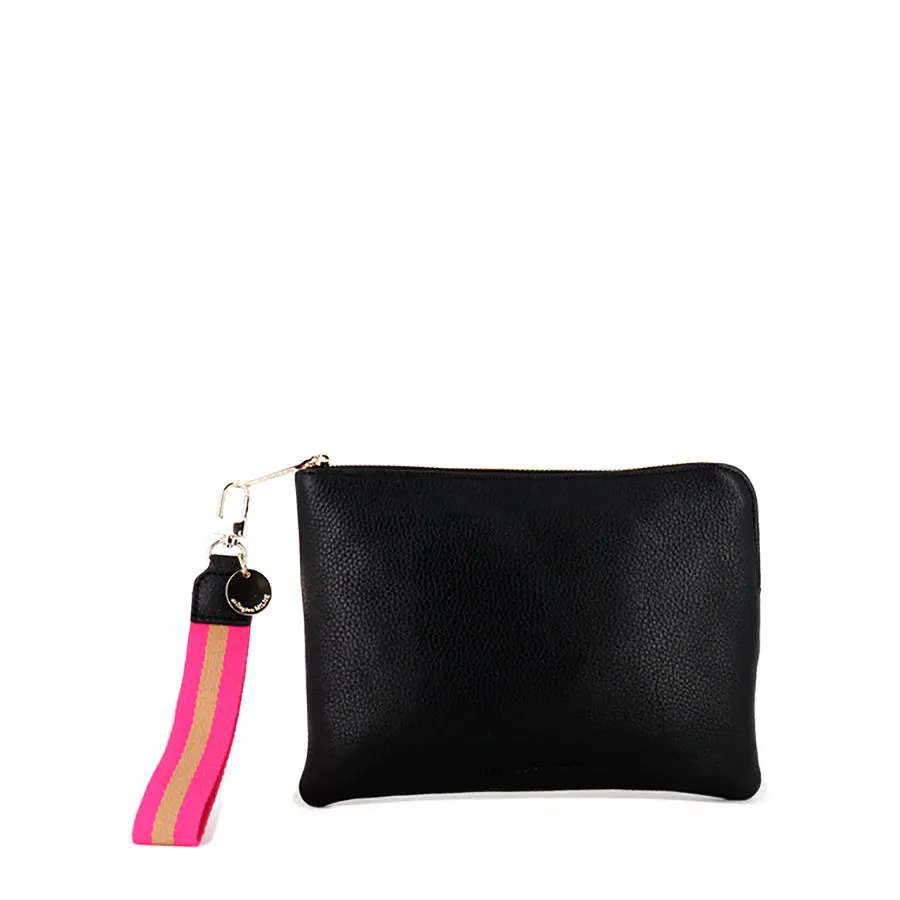 PAIGE CLUTCH  - BLACK PEBBLE LEATHER